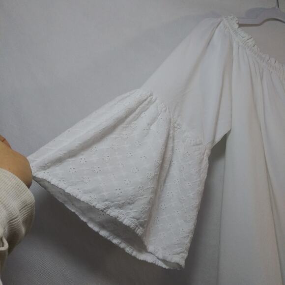 J Gee White Off Shoulder Bell Sleeve Dress Cottage Core Boho  Size XL - Picture 4 of 9